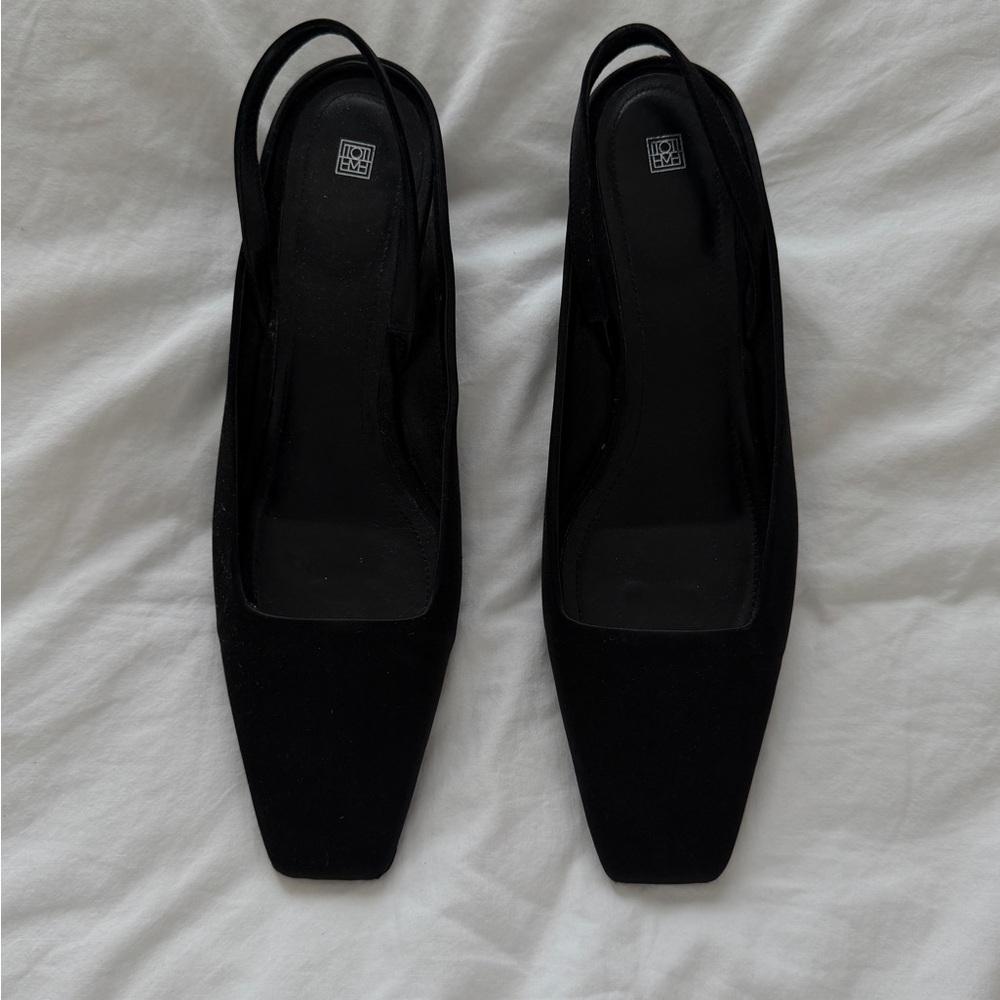 Toteme Black Square-Toe Slingback Flats
